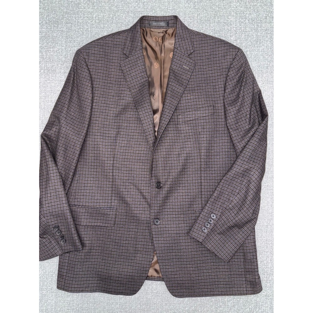 EUC Lauren Ralph Lauren Black Label 44R Blazer Brown Blue Micro Check Sport Coat